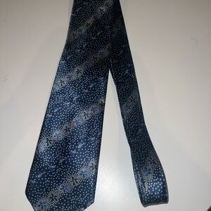 ITALO FERRETTI Blue Silver Gray Floral Luxury Silk Tie Made In Italy Excellent